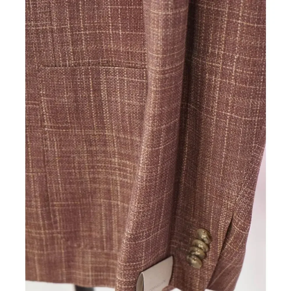 $2,195 CORNELIANI - Brick Red *PURE SILK* Blazer - 44R